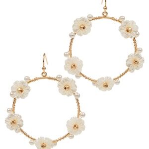 Pearl Flower Circle Earrings